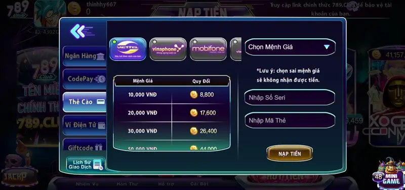 Nạp tiền 789club: Hướng dẫn 5 phương thức siêu tiện lợi