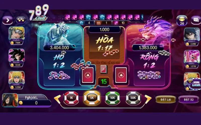 Rồng Hổ 789Club – Sàn chơi game bài chốt lãi cực nhanh